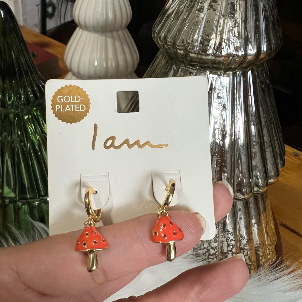 I Am Gold Plated Mushroom Earrings